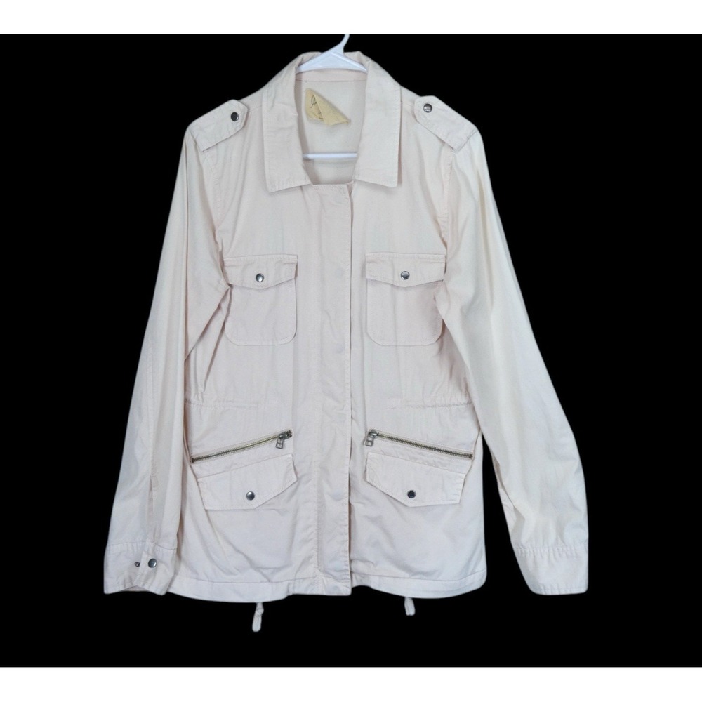 Lily Aldridge for Velvet Utility Jacket Womens L Light Pink Faded Casual *Flaw